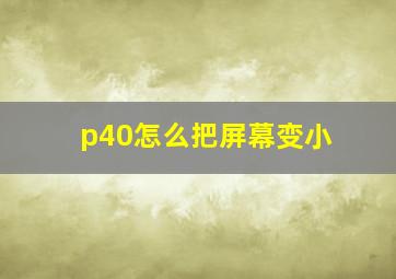 p40怎么把屏幕变小