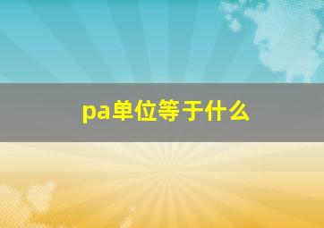 pa单位等于什么