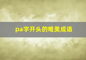 pa字开头的唯美成语