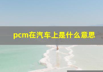 pcm在汽车上是什么意思