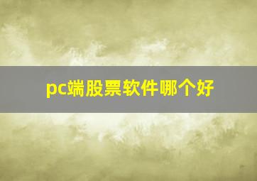 pc端股票软件哪个好