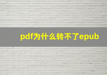 pdf为什么转不了epub