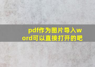 pdf作为图片导入word可以直接打开的吧