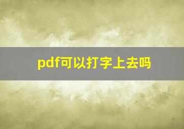 pdf可以打字上去吗