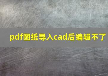 pdf图纸导入cad后编辑不了