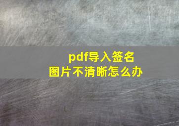 pdf导入签名图片不清晰怎么办