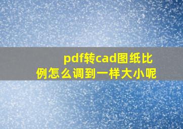 pdf转cad图纸比例怎么调到一样大小呢