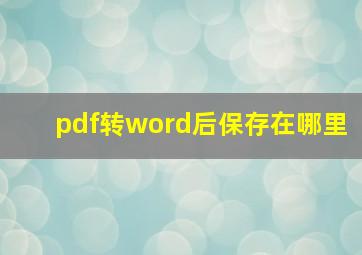 pdf转word后保存在哪里