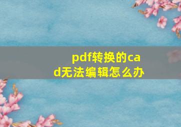 pdf转换的cad无法编辑怎么办