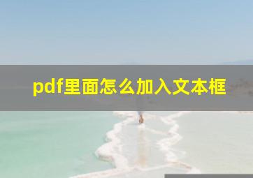 pdf里面怎么加入文本框