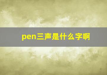 pen三声是什么字啊