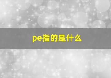 pe指的是什么