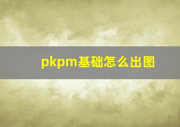 pkpm基础怎么出图