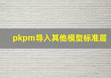 pkpm导入其他模型标准层