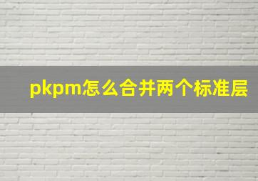 pkpm怎么合并两个标准层