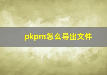 pkpm怎么导出文件