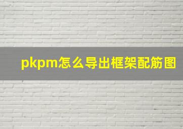 pkpm怎么导出框架配筋图