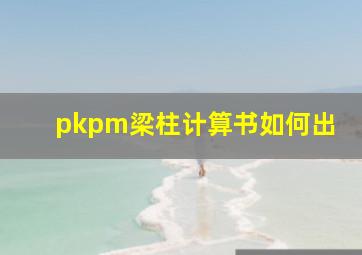 pkpm梁柱计算书如何出