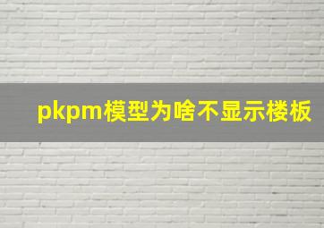 pkpm模型为啥不显示楼板