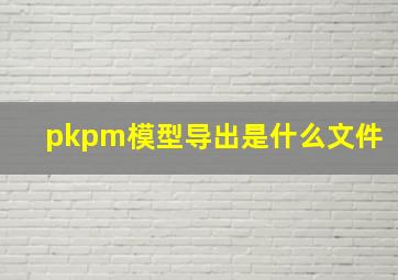 pkpm模型导出是什么文件