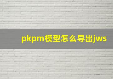 pkpm模型怎么导出jws