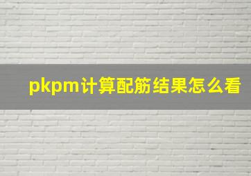 pkpm计算配筋结果怎么看