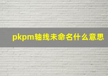 pkpm轴线未命名什么意思