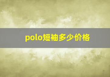 polo短袖多少价格