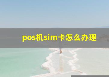 pos机sim卡怎么办理