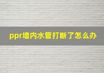 ppr墙内水管打断了怎么办