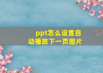 ppt怎么设置自动播放下一页图片