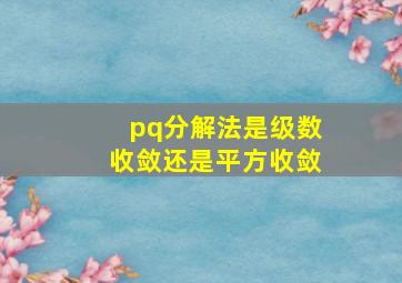 pq分解法是级数收敛还是平方收敛