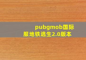 pubgmob国际服地铁逃生2.0版本