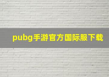 pubg手游官方国际服下载