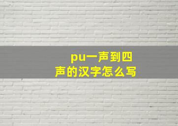 pu一声到四声的汉字怎么写