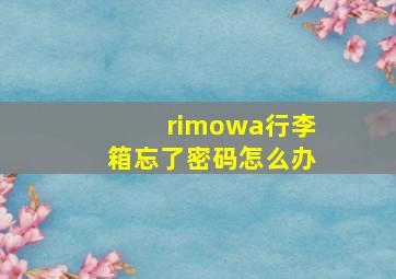 rimowa行李箱忘了密码怎么办