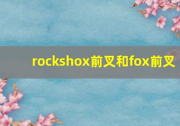 rockshox前叉和fox前叉