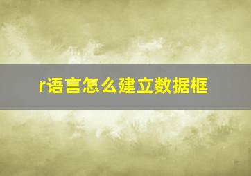 r语言怎么建立数据框