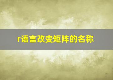 r语言改变矩阵的名称