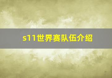 s11世界赛队伍介绍