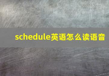 schedule英语怎么读语音