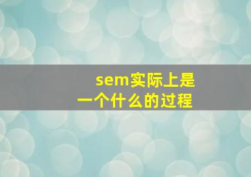 sem实际上是一个什么的过程