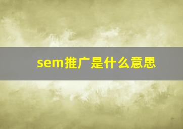 sem推广是什么意思