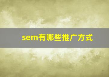 sem有哪些推广方式