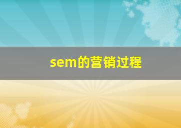 sem的营销过程