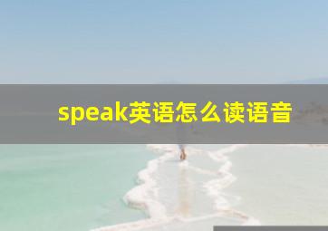 speak英语怎么读语音