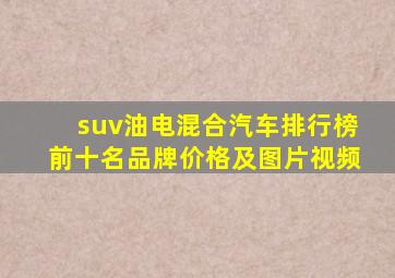 suv油电混合汽车排行榜前十名品牌价格及图片视频