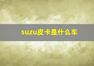 suzu皮卡是什么车