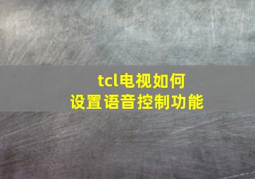 tcl电视如何设置语音控制功能