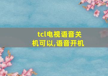 tcl电视语音关机可以,语音开机